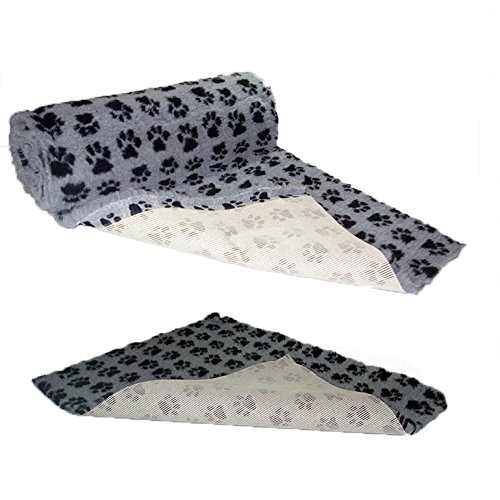 SoulPet NON-SLIP High Grade Vet Bedding Grey Black Paws ROLL WHELPING FLEECE DOG PUPPY PRO BED Size: 2 Metre x 75cm โ image 1