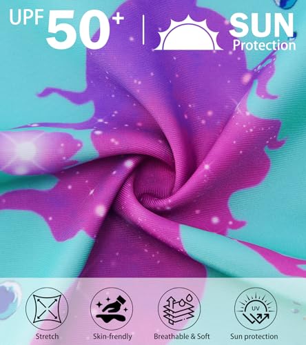 Image of UNIFACO Toddler Girls Swimsuit Rashguard Set Summer Beach Breathable Tankini with UPF 50+ Sun Protection 2-8T