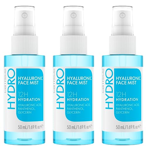 Catrice Hydro Hyaluronic Face Mist, Fixierspray, Transparent, feuchtigkeitsspendend, pflegend, natürlich, für sensible Haut, vegan, ölfrei, ohne Parabene, ohne Mikroplastikpartikel, 3er Pack (3x50ml)