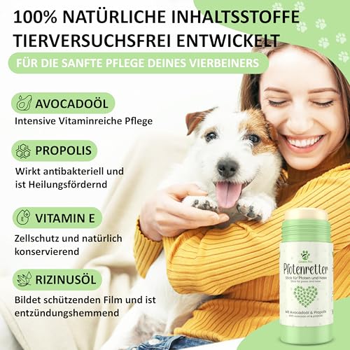 NEU! Pfotenbalsam, Nasenbalsam Hund & Katze als Stick, Ganzjähriger Pfotenschutz 100% natürlich - Pfotensalbe, Pfotenpflegen, Propolis & Avocadoöl, Golden Pets