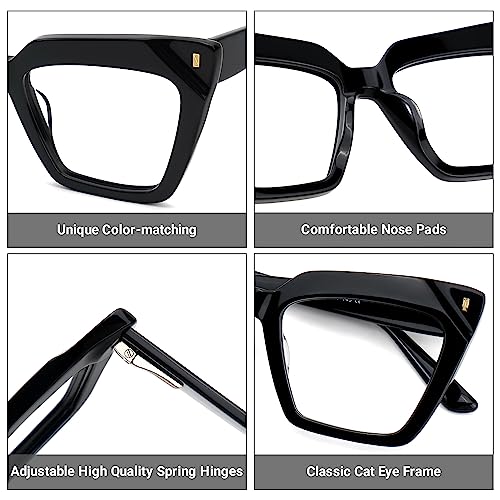 Image of Zeelool Cat Eye Blue Light Blocking Reading Glasses for Women Fashion Clear Lens Eyeglasses Frame Barnes ZJGA595438-02 Black