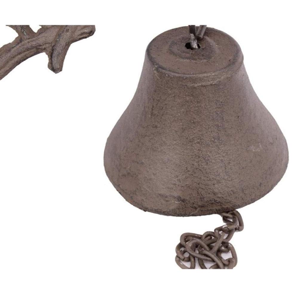 Campanello da appendere alla parete in ghisa Ramo di un albero Campana di ferro a forma di scoiattolo Decorazione domestica Campanelli
