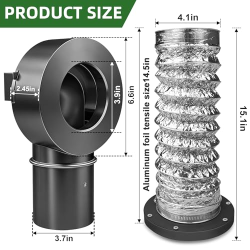 Image of Magnetic Dryer Vent Connector Kit Easy to Clean Quick Connector DV90 Airtight Seal ,Magnetic Dryer Vent Coupling,Includes 4-inch Aluminum Foil Hose and 2 Clamps (Space Gray) | Self-Alignment Design