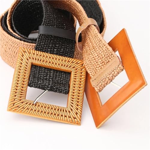 Decorative Belt Adjustable Buckle Waist Belt Women Elastic Weaving Belt Wide Waistband for Woman Girls Colorful Straw Vintage Waist Belt for Country Concert Outfit(Color-12)4