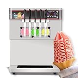 Kolice Commercial 5 Flavors Soft Serve Ice Cream Machine,ice cream maker-ETL, 5 Different Discharge Nozzles, upper tanks refrigerated, full transparent dispensers, desktop