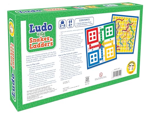 Image of Ludo and Snakes & Ladders Board Game for Kids | 2 in 1 Double Sided Game Set | Indoor Family Game for 2-4 Players | Age 4+ | Durable & Portable