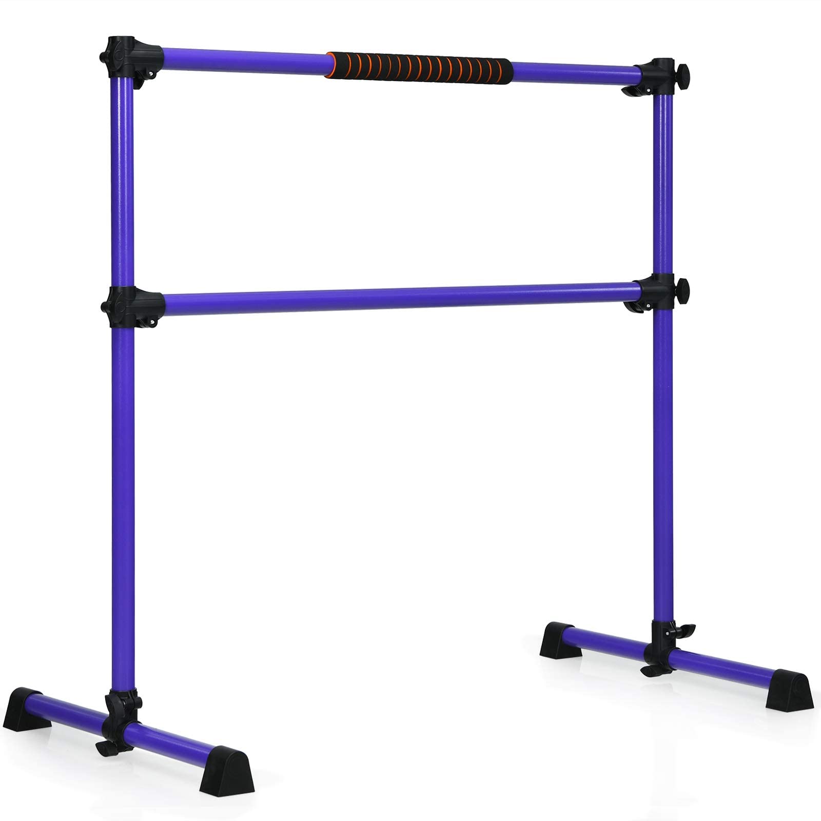 GYMAX Barra Ginnastica Artistica in Metallo per Bambini, Sbarra da Danza Classica Regolabile in Altezza, con Cuscinetti Antiscivolo e Manopole, con Portata di 50 kg, 124,5 x 71 x 120 cm