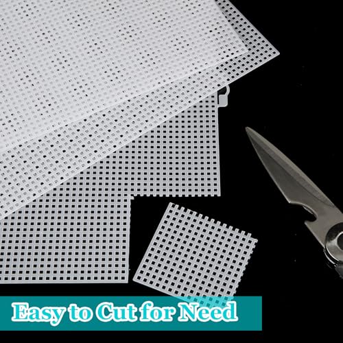 Image of CYEAH 20 Pcs Plastic Canvas Sheets, 7 Count White Plastic Mesh for Cross Stitching, Mesh Sheets for Embroidery Crafting, Acrylic Yarn Crafting, Knit and Crochet DIY Projects