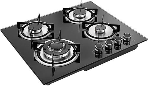 Cutycaty Estufas de gas integradas con encendido electrónico para exteriores, con vidrio templado y 4 quemadores, fácil de limpiar para la cocina