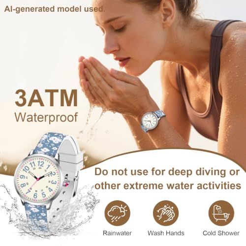 Image of Asan Ge Women's Silicone Watch, Large Dial Fashionable Waterproof Wrist Watch, Easy to Read, Multiple Colors Available, Suitable for Casual Outdoor Activities Quartz Watch