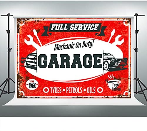 VIDMOT Garage Backdrop Car Repair Mechanic Theme Party Photography Background 7x5ft Photo Shooting Props Cake Table Decor BJLSVV375