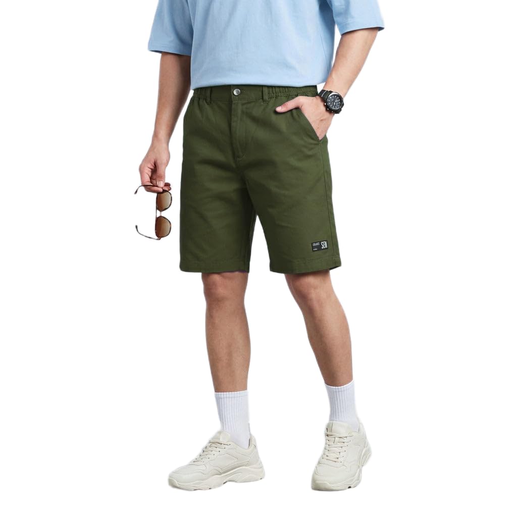 Men's Cotton Cargo Shorts in Green |STYL 109-image-37
