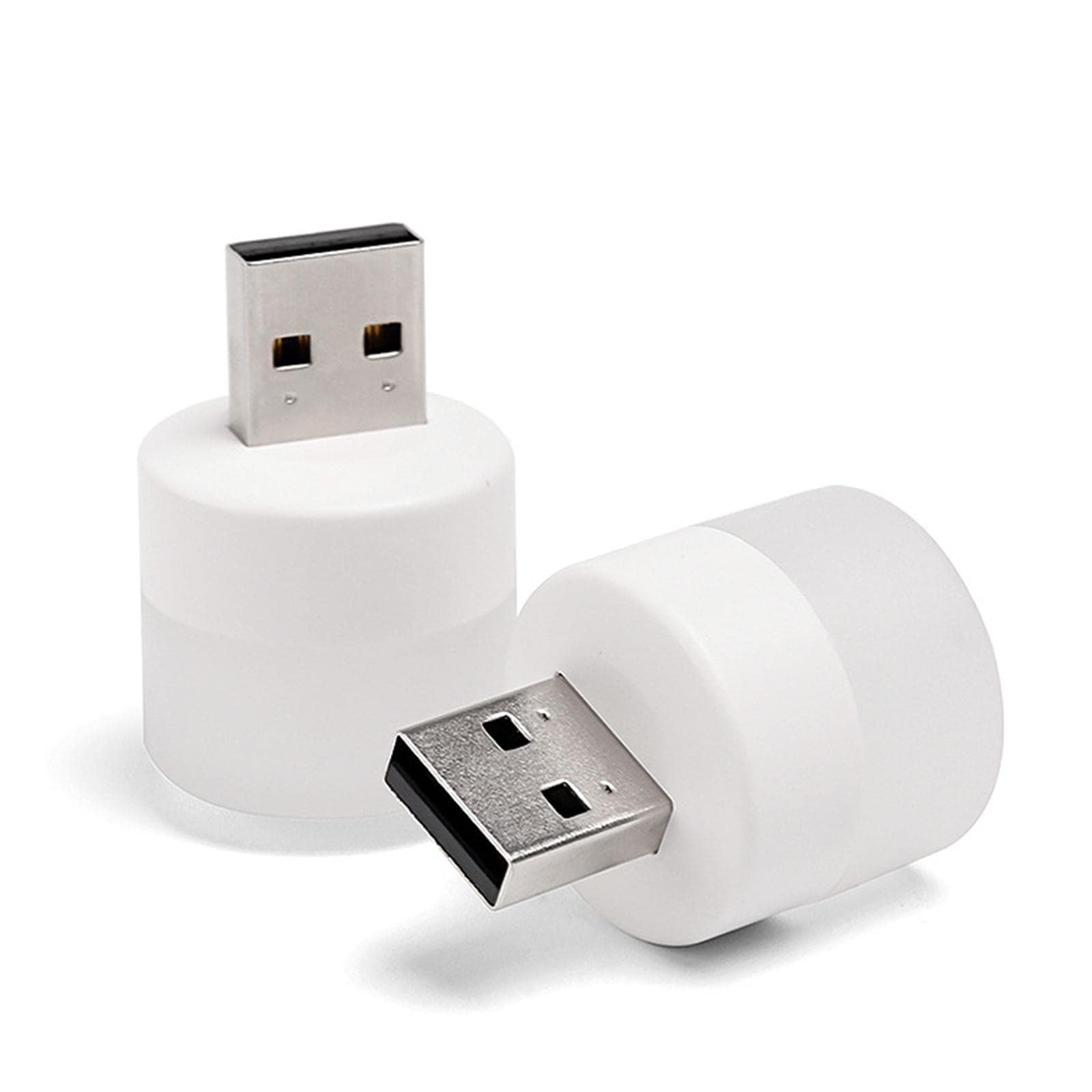 Generic 2 Pack USB LED Night Light Bulb, White, Modern Style, Touch Control, Ideal for Bedroom, Nursery, Desk, Cordless, Indoor Use