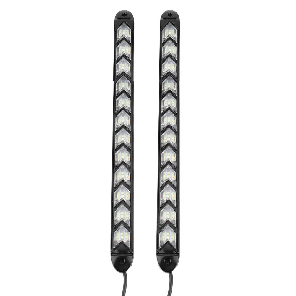 Feux de jour,Yctze 2pcs LED Flèche clignotante de voiture étanche flexible DRL Phare de lumière de bande blanche/ambre Voiture Feux de Signalisation Diurnes Conduite Lumière du Jour Lampe Clignotantc