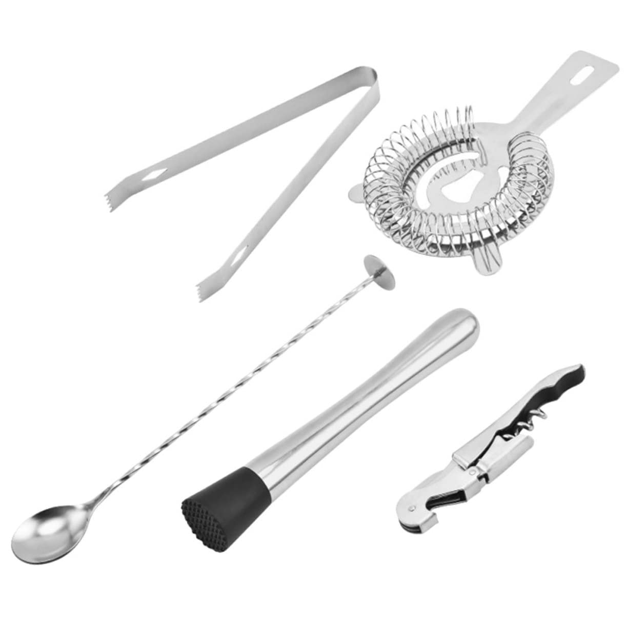 Set Accessoires à Cocktails Acier Inoxydable Outils Ergonomiques Mélanger Écraser