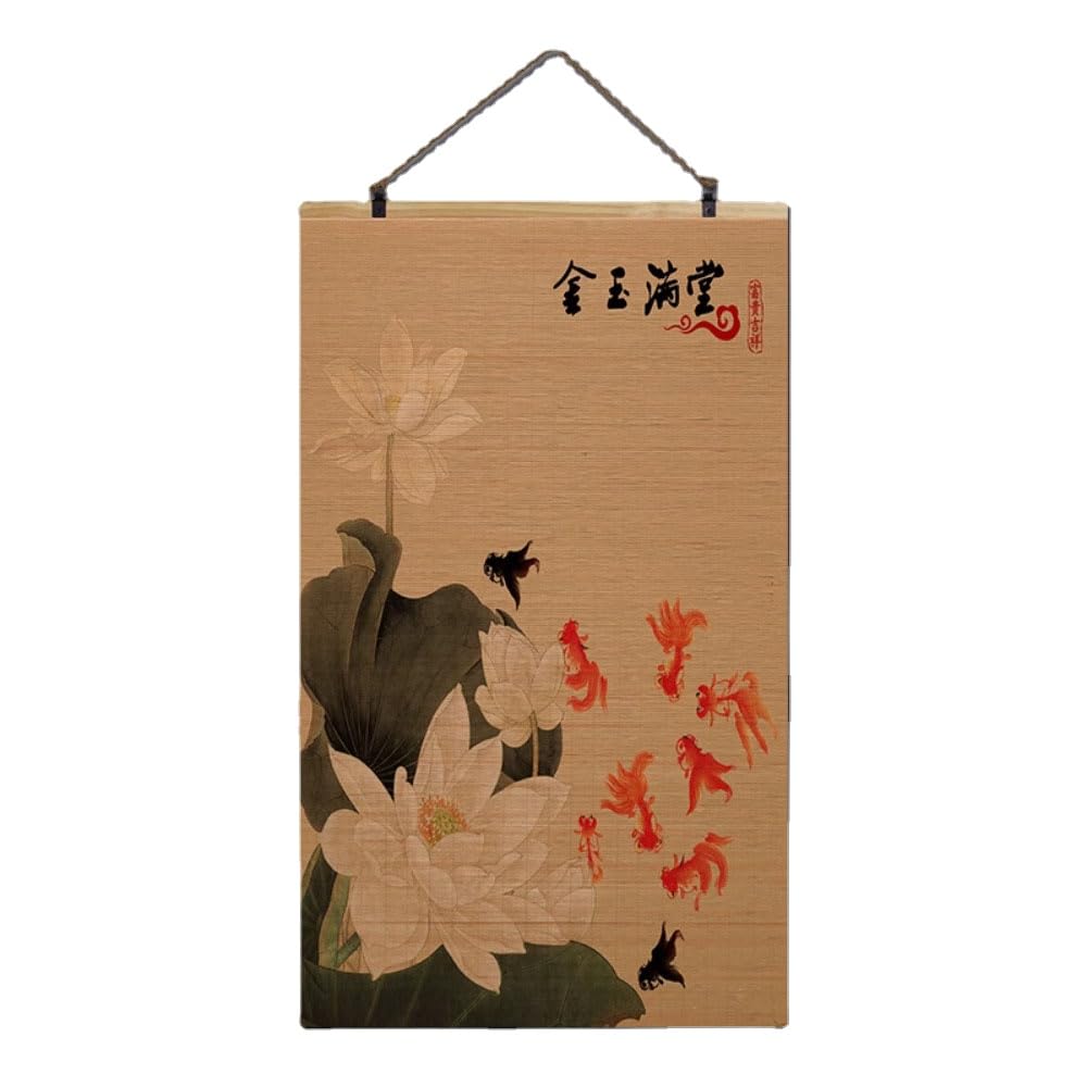 KEXYOAN Bamboo Scroll Hanging Painting Retro Flower Bird Living Room Foyer Decoration