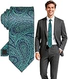 FIXSMITH Dark Green Ties for Men, Neckties for Men,Dark Green Paisley Tie for Men, Mens Formal and Casual Ties for Wedding, Business, Graduation& Party