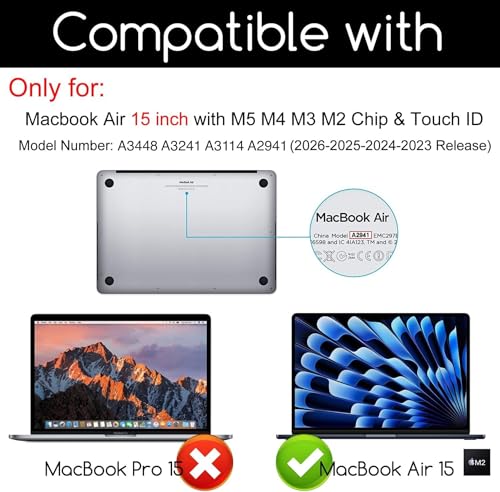 Image of Gear Guard Screen Protector Compatible With MacBook Air 15.3 inch with M5 M4 M3 M2 Chip & Touch ID ( A3448 A3241 A3114 A2941) Screen Protector for 2026-2023 MacBook Air 15 Inch Laptop Protective Accessories [9H Hardness] [Bubble Free][Not A Tempered Glass]