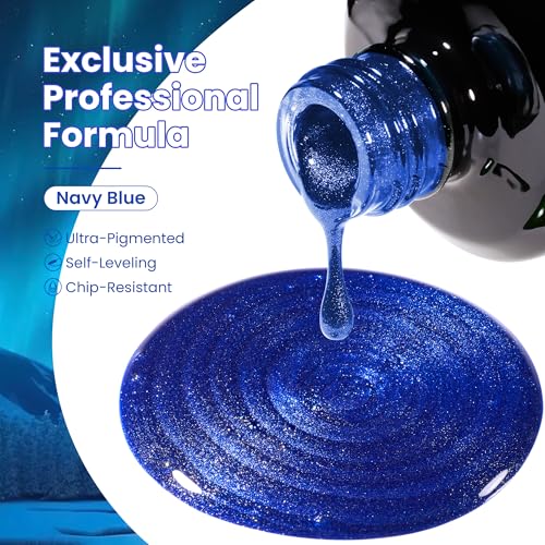 Image of beetles Gel Polish Navy Blue Cat Eye Gel Nail Polish - 15ML Glitter Gel Polish Magnetic Shimmer Effect Soak Off UV French Nail Art Design Salon DIY Manicure Gift for Women