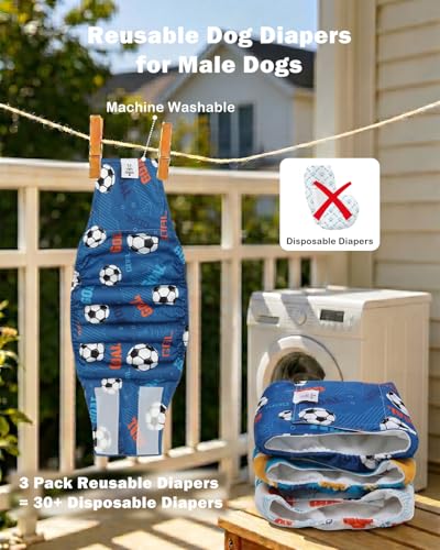 Image of CuteBone Dog Diapers Male Belly Bands 3 Pack for Male Dogs Reusable Puppy Wraps