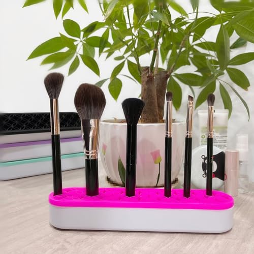 Image of TANG SONG 2 PCS Silicone Make up Brush Holder Cosmetic Storage Box Desktop Organizers (Pink)