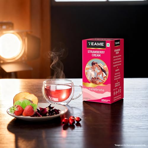 TE-A-ME Strawberry Cream Tea - 25 Tea Bags | Fruit Tea | Caffeine Free