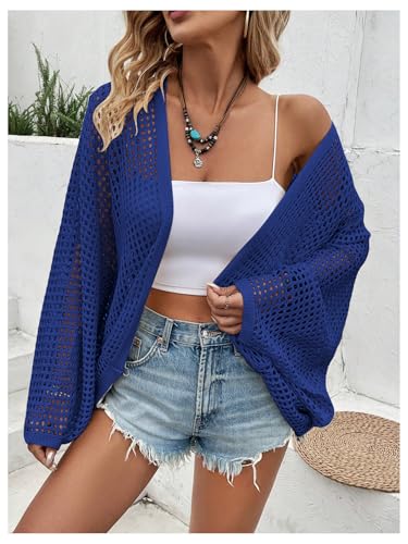 Image of Verdusa Women's Oversized Summer Cardigan Lightweight Sweater Crochet Knit Beach Cover Up Spring Vacation Outfits