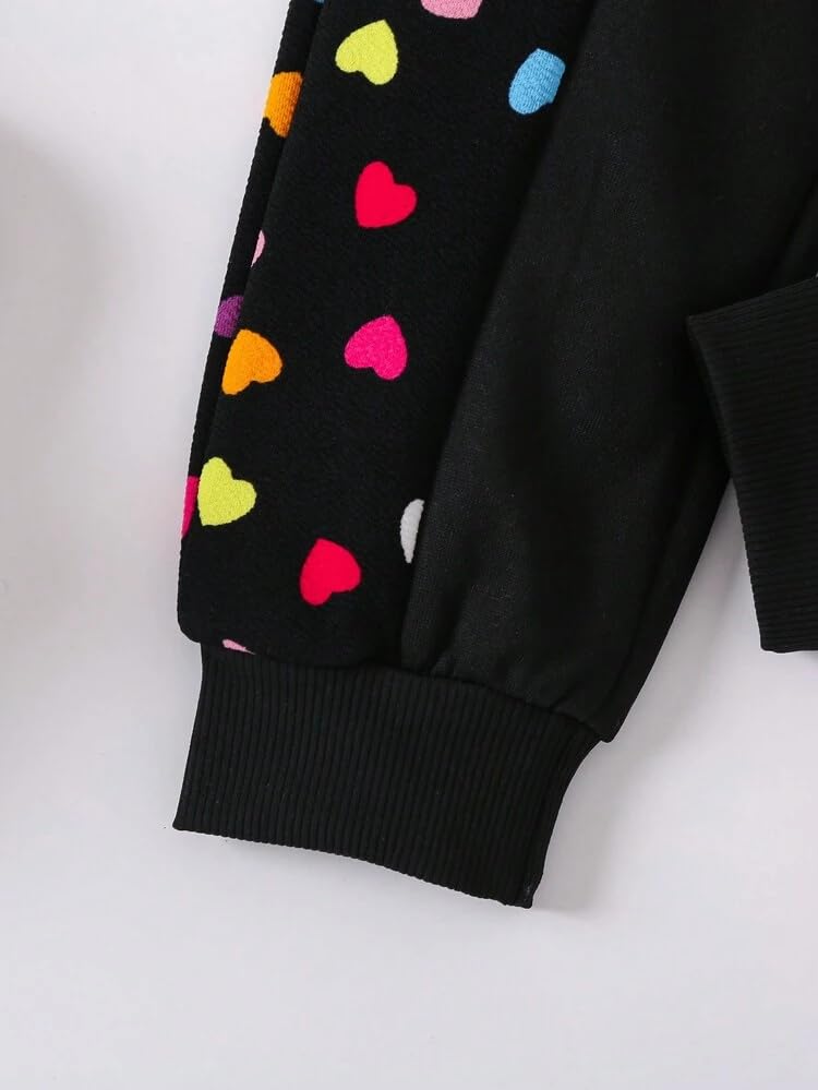 Image of Tagas Girl's 2 Piece Outfits Heart Print Long Sleeve Crewneck |||| Two-Piece Set FOR GIRLS ||girls dress||(GTP-75)