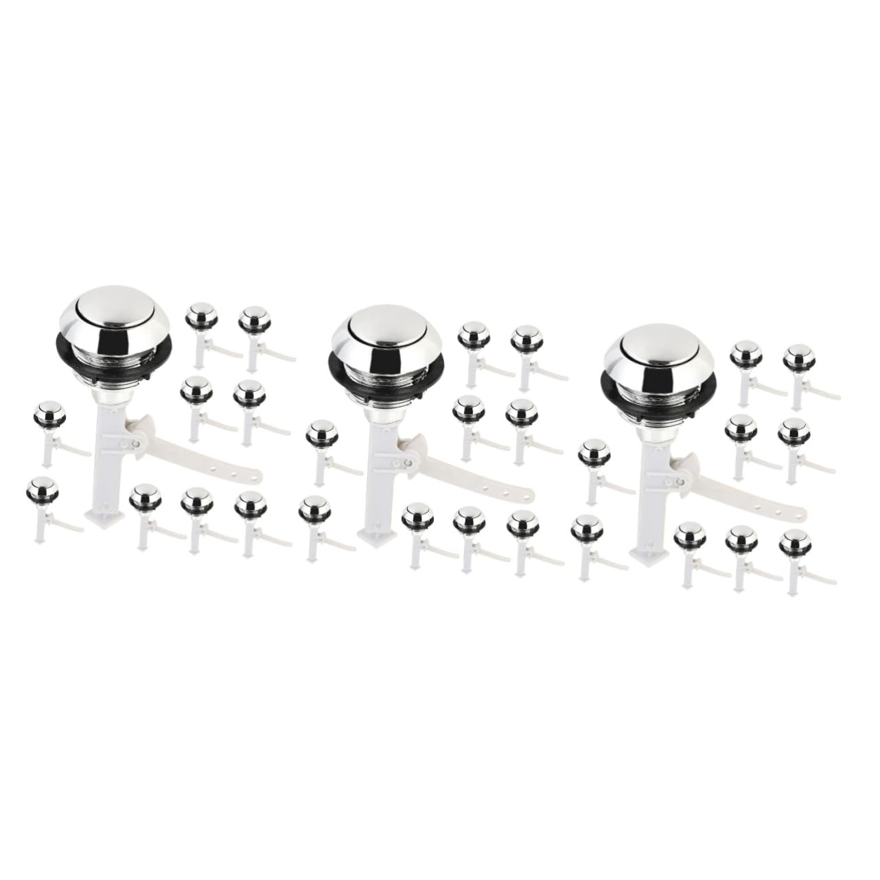 VILLCASE 3 Set Pulsante Della Toilette Pulsanti Serbatoio Wc Toilette Pulsante Parti Sostituzione Del Pulsante Di Scarico Del Gabinetto Sostituzione Del Pulsante Push Abs Argento 12 Pezzi*3