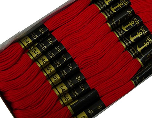Image of Cross Stitch Hand Embroidery Thread Stranded Cotton Craft Sewing Floss 25 Skeins-Red