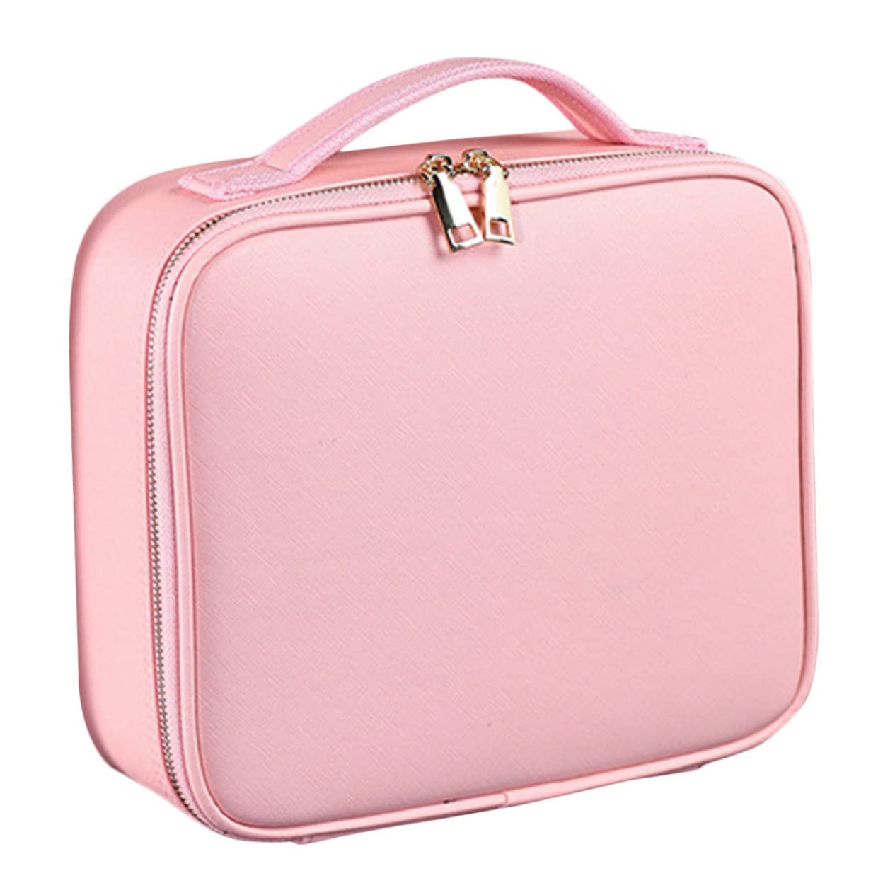 Neceser para Maquillaje Grande de Piel Sintética Rosa con Divisor Ajustable