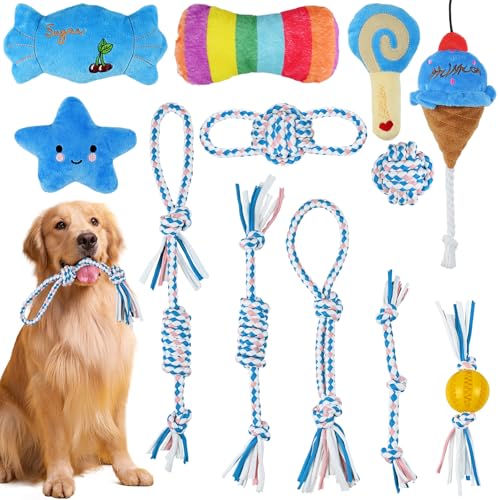12 Pack Puppy Teething Toys for Small Dogs, Plush Cute Squeaky Do...