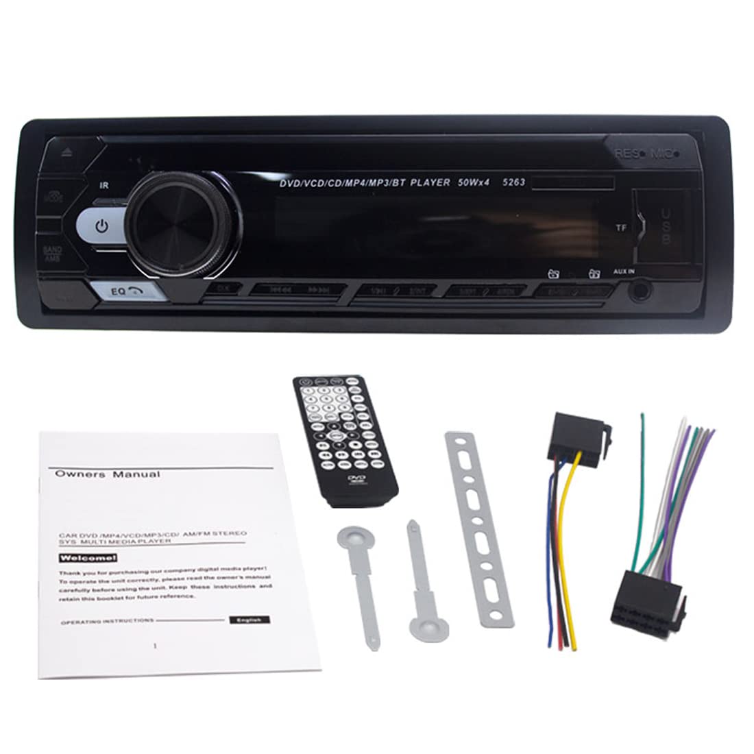 24V Bluetooth autoradio Headunit Lecteur CD DVD Unique 1 Din autoradio Mains libres/MP3/USB/SD/AUX/FM avec Port ISO