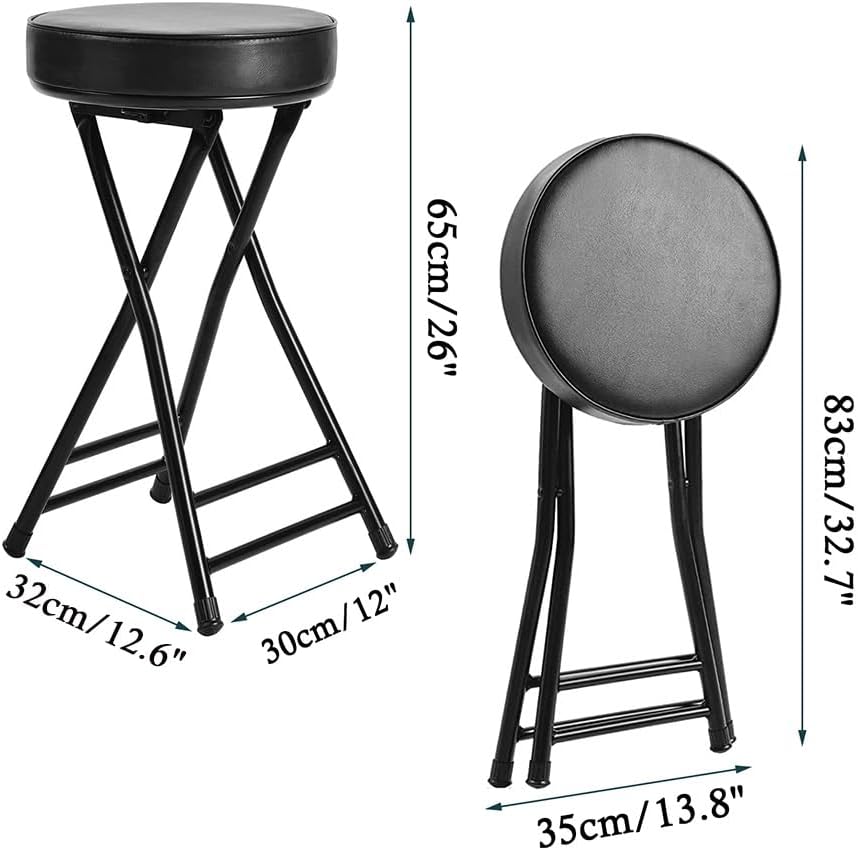 Set of 2 Home Folding Bar Stools with Footrest, Foldable High Chair Breakfast Kitchen Bar Stools, Lightweight Fishing Stools
