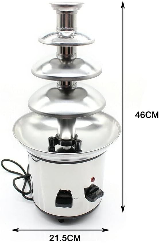Electric Chocolate Fondue Fountain 4 Tier Set, Fountain Machine for Cheese, Melting Chocolate, Stainless Steel Heated Melting Machine
