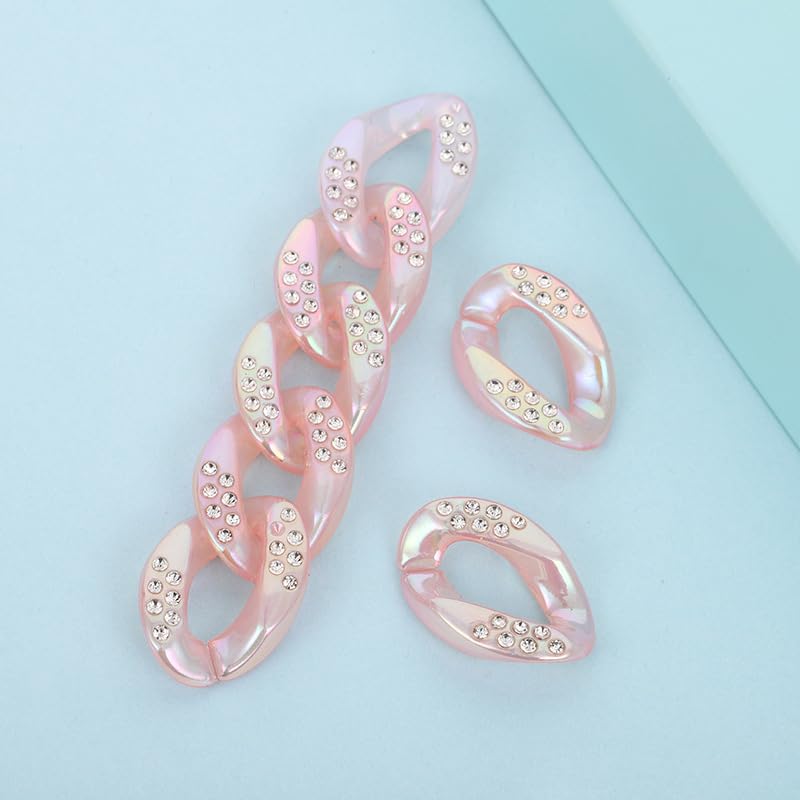 deebow 100PCS 30 * 22MM Rhinestone Acrylic Linking Rings Large Connector Twist Link Jump Ring Chain For Diy Jewelry Making Bracelet Accessories