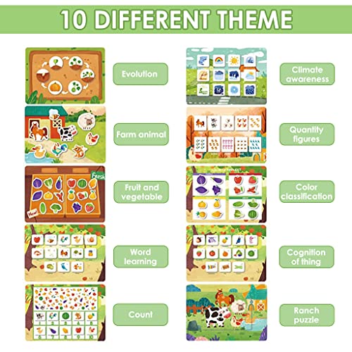 Image of PATPAT Montessori Busy Books for Kids, Autism Sensory Educational Toys, 10 Themes Farm Busy Book for Toddlers 1-3 Boys & Girls, Preschool Activity Learning Toys for Kids to Develop Learning Skill