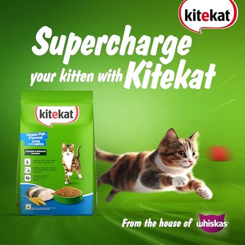 Image of Kitekat Kitten (2-12 Months) Dry Cat Food, Ocean Fish Flavour, 370g, Complete and Balanced Nutrition for Kittens