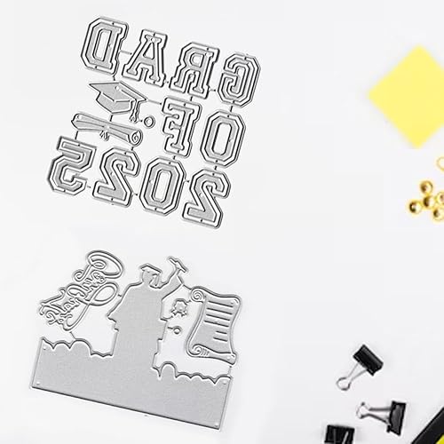 Miniatura 5 de 14 troqueles de palabras de graduación 2023 para hacer tarjetas, troqueles de corte de sombrero de graduación, felicitaciones, clase de graduación