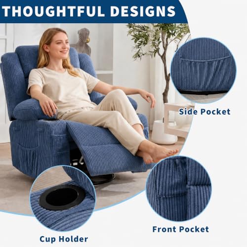 Image of Rocking Recliner Chair for Adults 360 Swivel Manual Recliner