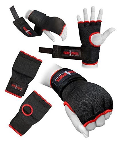 Pro training Boxing gel inner gloves Hand Wrap black Padded bandages mitts glove Boxing MMA Quick hand wraps fist protector (small/kids 9-12yrs)