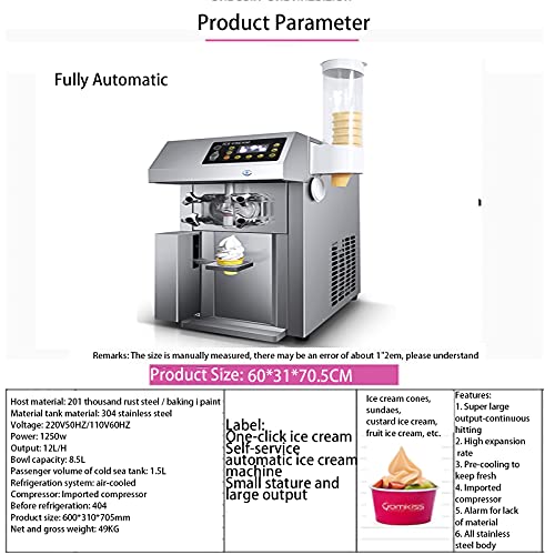 220 V 1200 W Desktop Kommerzielle Eismaschine, 18 l/H Edelstahl dreifarbige Eismaschine, Kegelmaschine geeignet für… – Bild 3