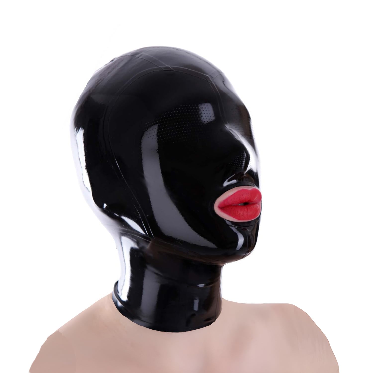 IOKUKI Cagoule en Latex avec Trous pour Respirer,Cagoule en Latex avec Ouverture pour La Bouche et Fermeture éclair à L'arrière