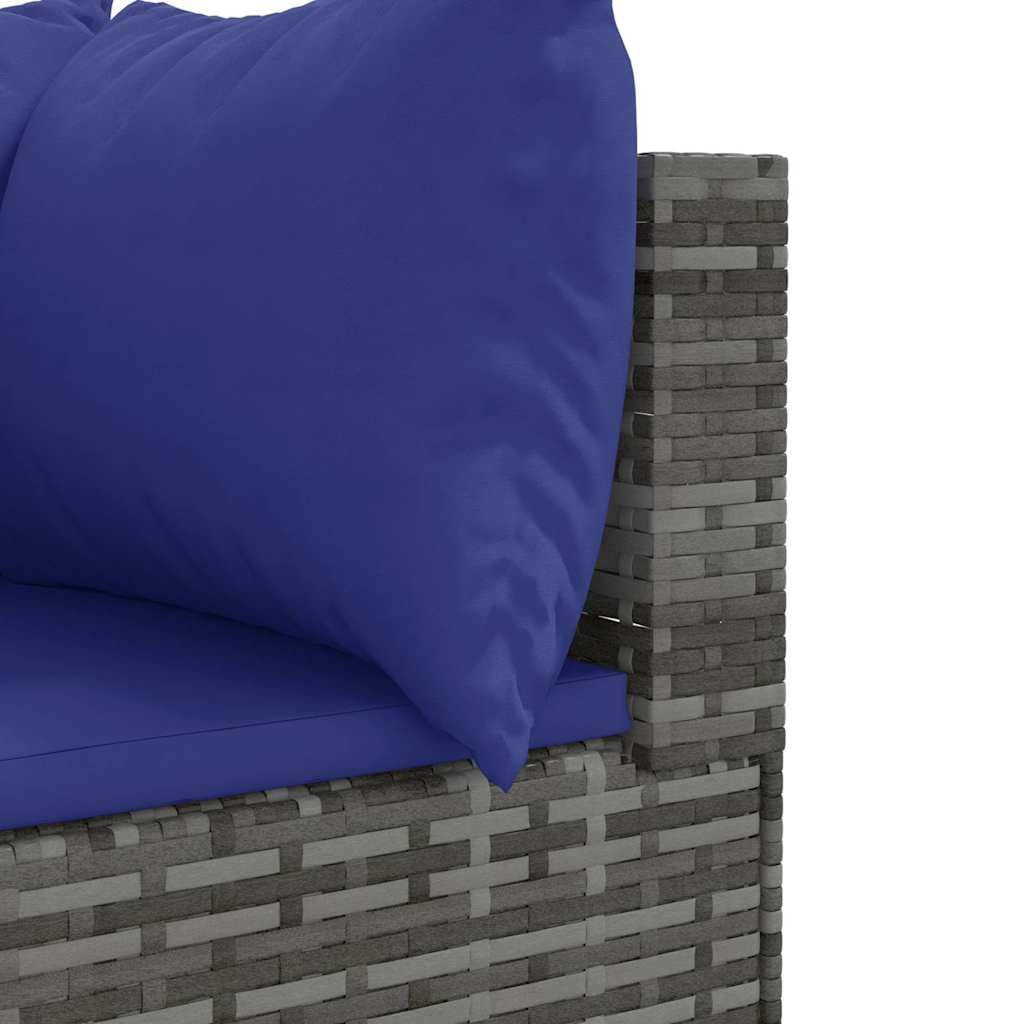 Set di 4 mobili da giardino in rattan sintetico grigio con cuscini