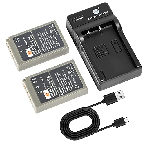 DSTE BLS-5 Lot de 2 batteries et chargeur compatibles avec Olympus E-400 E-410 E-420 E-450 E-600 E-620 E-P1 E-P2 E-P3