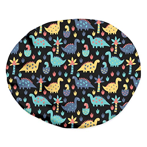Image of Cute Dinosaur Fashion Print Kids Satin Sleep Cap, Boys Girls Slouchy Sleeping Hat Beanie Slap Hat for Toddler Children Baby Adjustable Elastic Band Hair Cover Curly Hair Cap