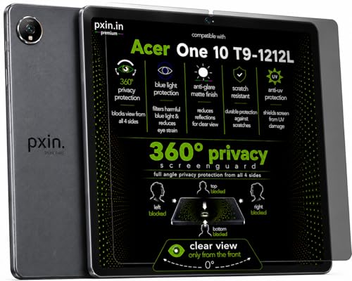 Image of Pxin 360 Pro Privacy Screen guard compatible with Acer One 10 T9-1212L | Anti Glare | Anti UV | Anti Blue | Anti Reflection | Privacy Filter | Unbreakable Build