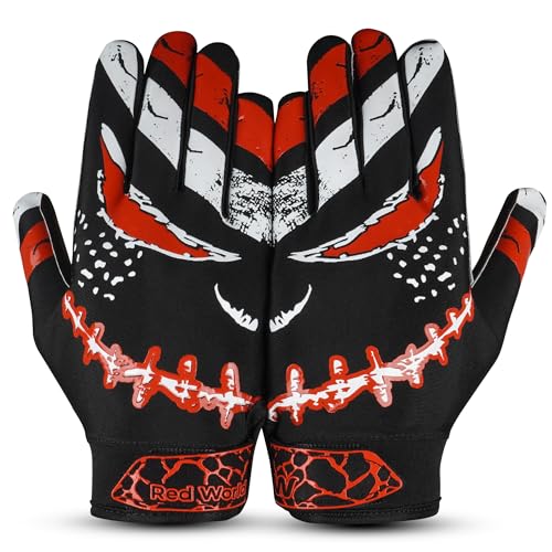 RED WORLD Football Gloves (Black, Youth-Small)