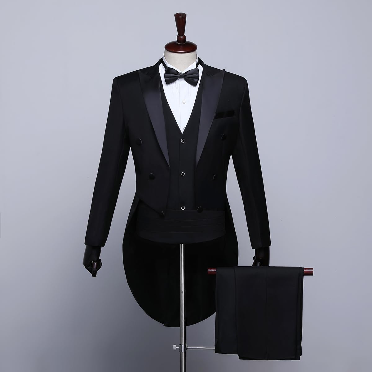 Costume de smoking pour homme - Coupe ajustée - Manteau à queue d'hirondelle - Costume de magicien pour adulte - Costume de magicien - Queue d'hirondelle