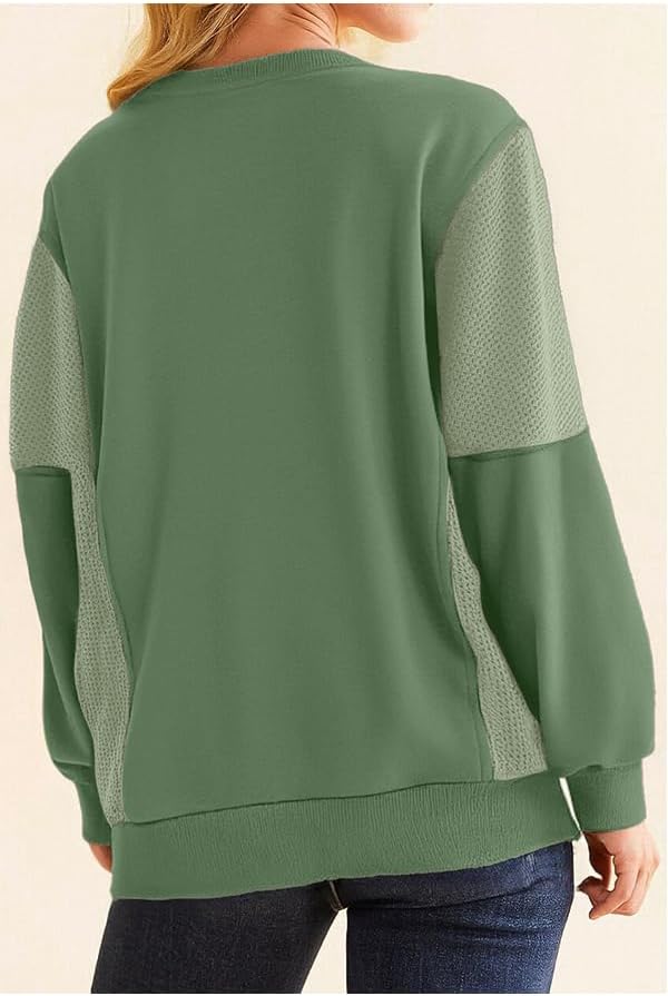 Women Winter Sweatshirts Casual Long Sleeve Pieced Pullover Tops Fall Outfits Trendy Loose Color Blork Clothes - Image 4